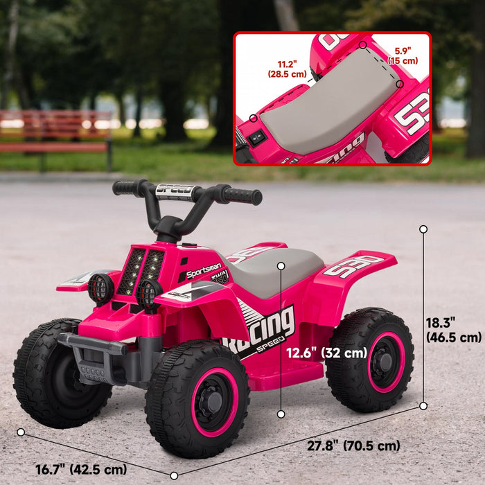 Qaba 6v Kids Atv Quad, 4 Wheeler Battery Powered Ride-On Electric Ride On Car With Led Headlights, F