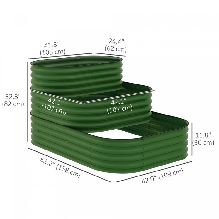 Outsunny 3-tier Raised Garden Bed Kit, 5.2x3.6x2.7ft Outdoor Galvanized Planter Box With Safety Edgi