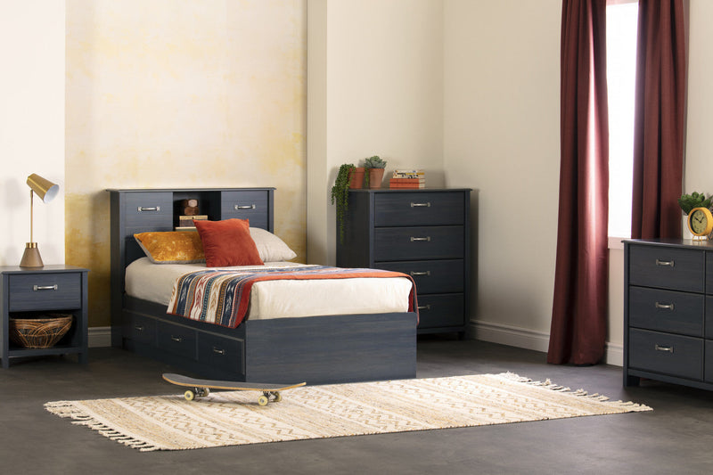 Ulysses Storage Bed And Bookcase Headboard Set Blueberry - South Shore Twin Bed