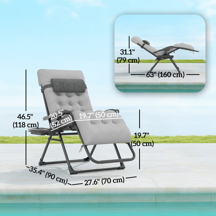 Outsunny Padded Zero Gravity Chair, Folding Recliner Chair, Grey