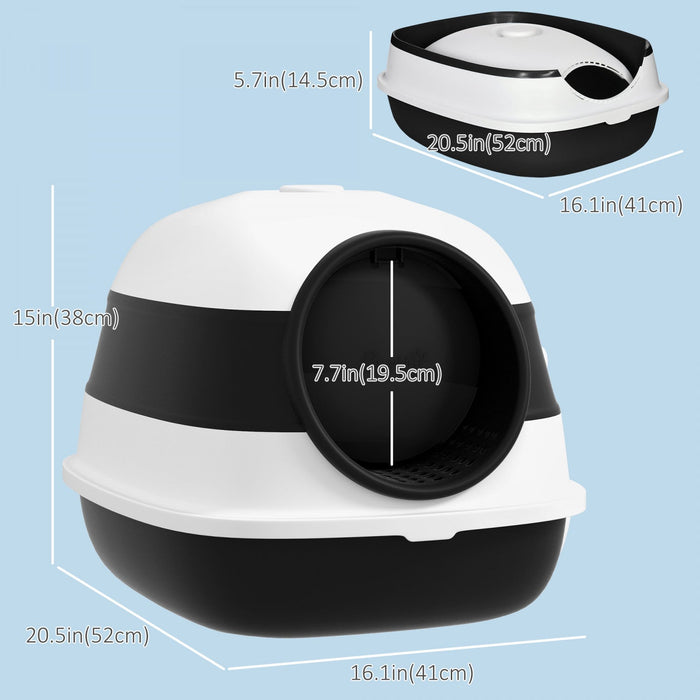 Pawhut Foldable Cat Litter Box With Lid, Covered Litter Box W/ High Sides, Air Freshener, Large Fron