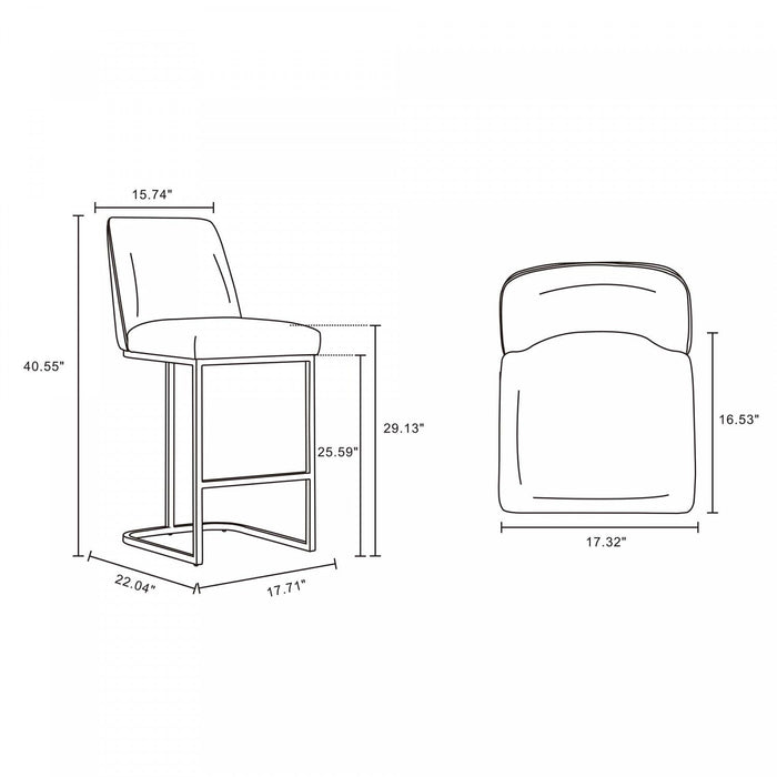 Serena Modern Metal Upholstered Barstool in Taupe Bar Stool 