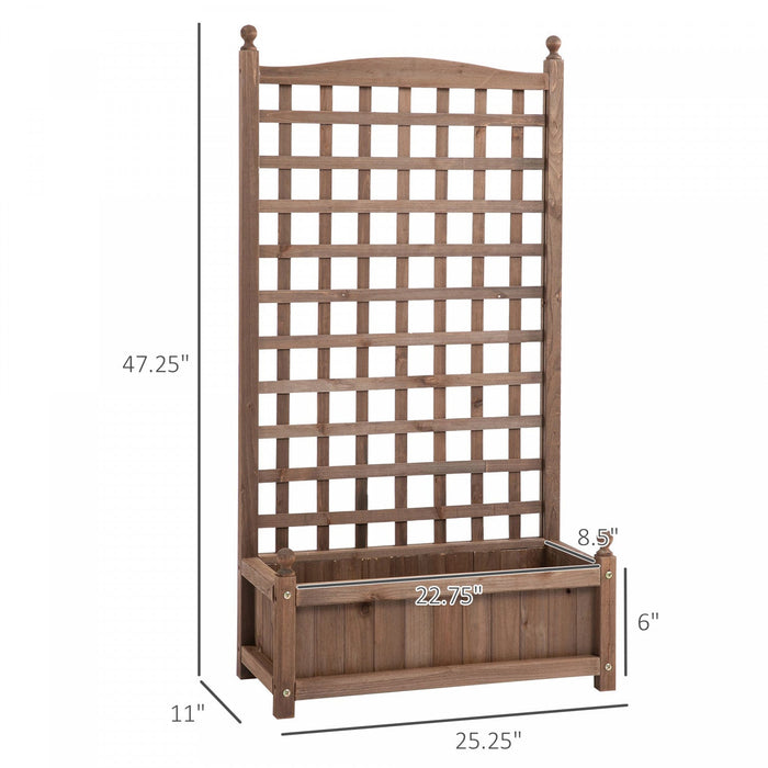 Outsunny Raised Garden Bed With Trellis For Climbing Vines, Wood Garden Planter Box, Free Standing F