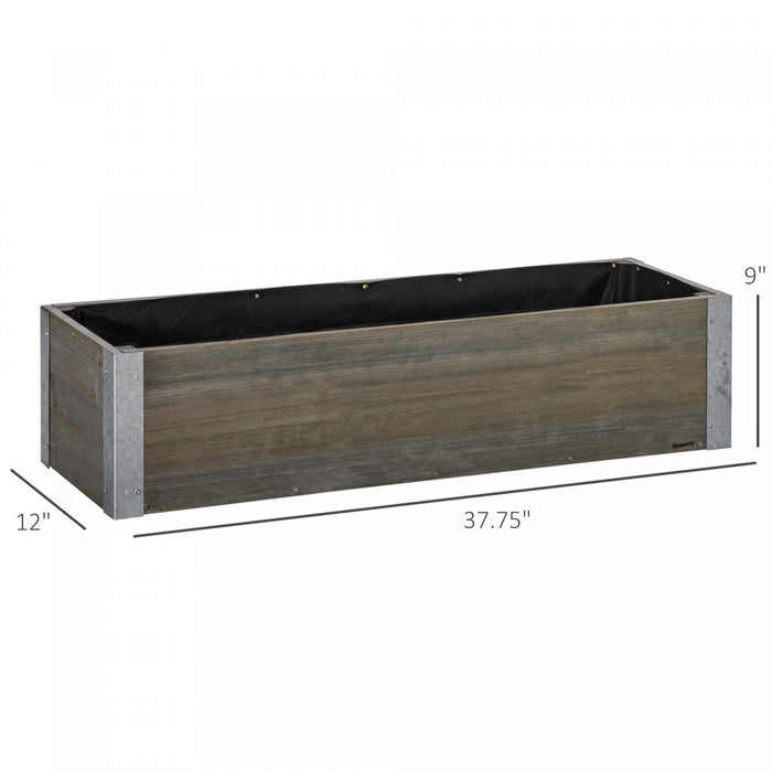 Outsunny 38\" X 12\" Raised Garden Bed Elevated Wooden Planter Box Outdoor For Backyard, Patio To Grow