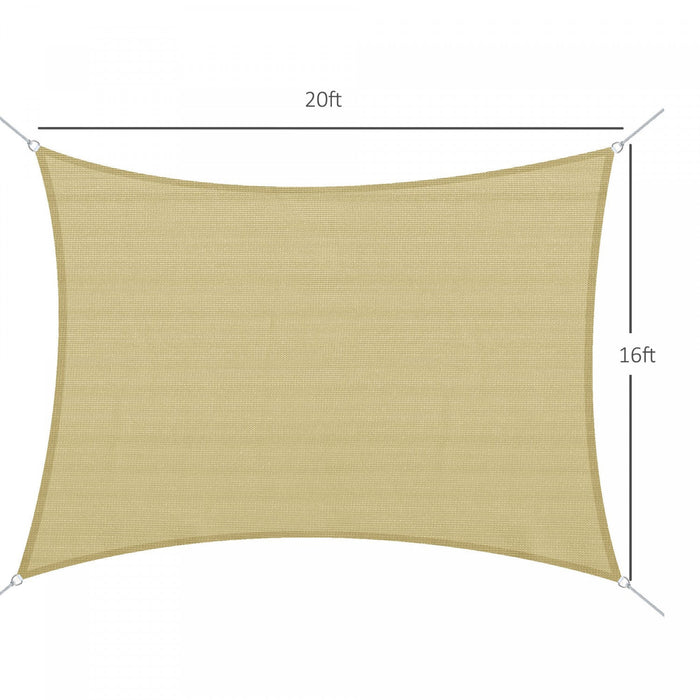 Outsunny Rectangle 20'x 16' Sun Shade Sail Top Cover Fabric Outdoor Shelter Backyard Window Garden S