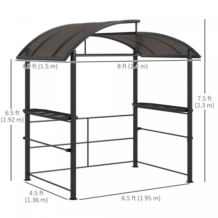 Outsunny 8' X 5' Grill Gazebo Shelter With Interlaced Vented Pc Roof, Outdoor Bbq Canopy With Side S
