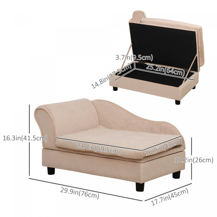 Pawhut Pet Sofa Dog Couch Chaise Lounge Pet Bed With Storage Function Small Sized Dog Various Cat Sp