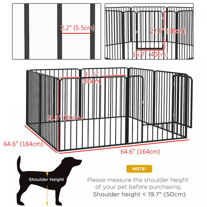 Pawhut Heavy Duty Dog Playpen, Steel Dog Pen With Door, Pet Exercise Fence, Outdoor Indoor Diy Desig