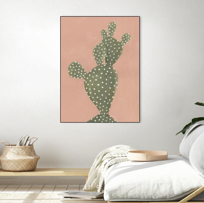 \"Coral Cacti Ii\" Canvas Framed Black 30x40 Wall Art