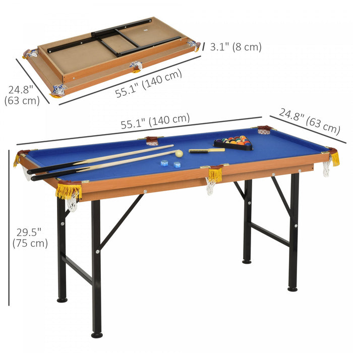 Soozier 55" Portable Mini Billiard Table, Foldable Pool Table, Blue