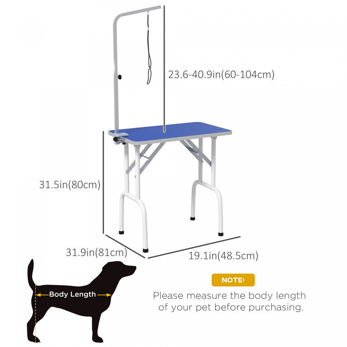 Pawhut 32in Foldable Dog Grooming Table For Small Dogs, Pet Grooming Table For Dogs Cats With Adjust