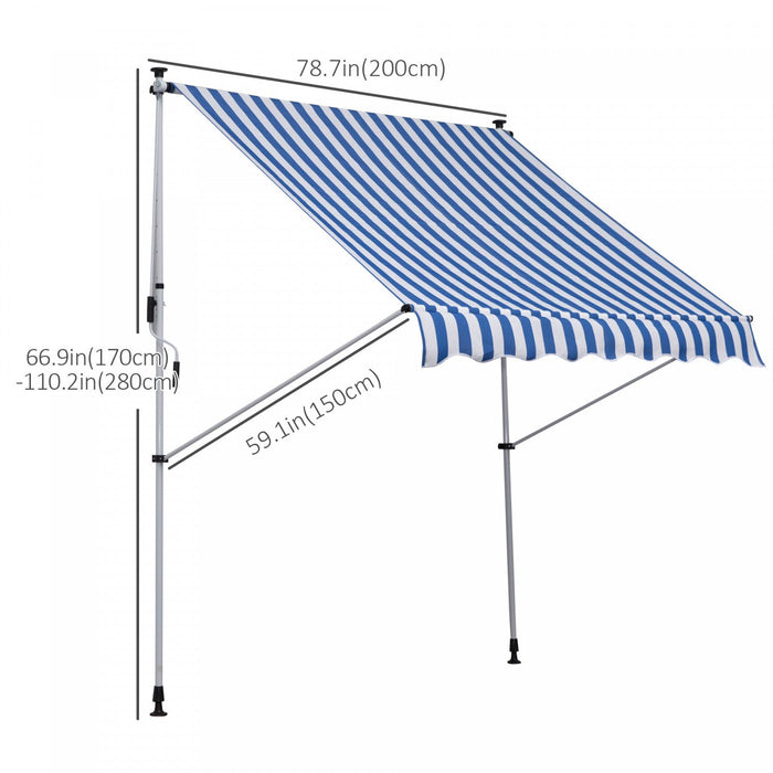 Outsunny 6.6'x5' Manual Retractable Patio Awning Window Door Sun Shade Deck Canopy Shelter Water Res