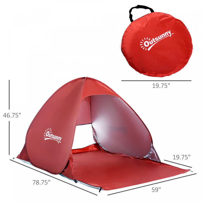 Outsunny Pop Up Beach Tent Portable Sun Shelter Uv Protection Outdoor Patio With Carry Case & Stakes