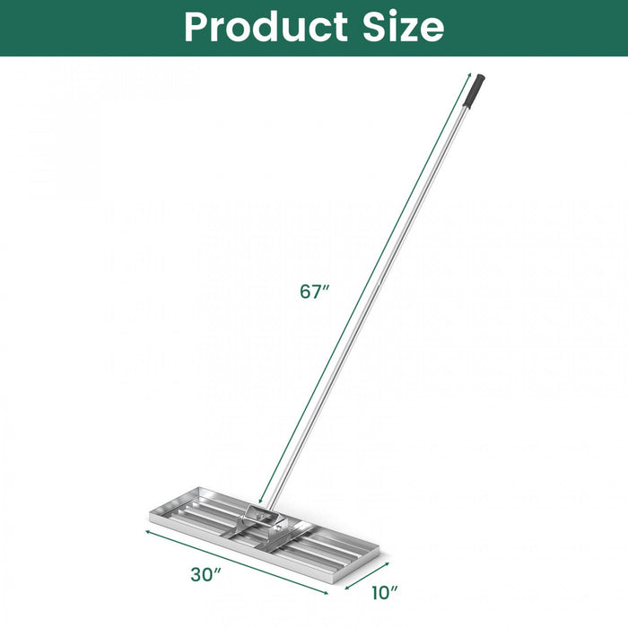 Costway Lawn Leveling Rake 30" X 10" Heavy Duty Level Lawn Tool For Garden Backyard/lawn Silver
