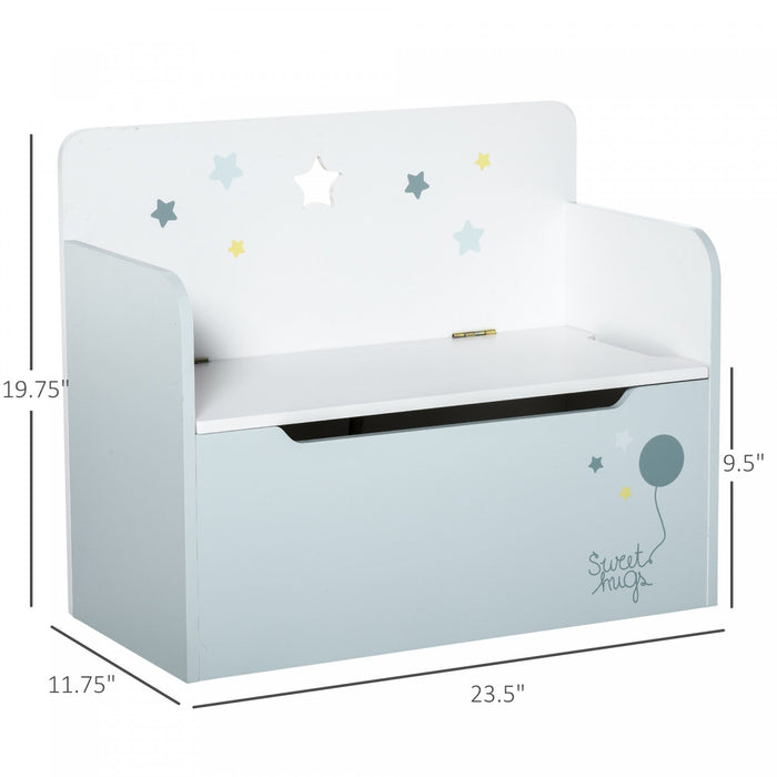 Qaba Kids Wooden Toy Storage Box Organizer Chest Chair 2 In 1 Design With Gas Stay Bar Seating Bench