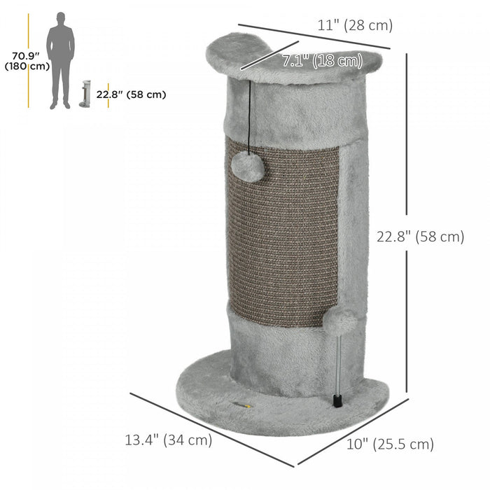 Pawhut 23\" Cat Scratching Post, Cat Scratcher With Play Balls, Scratch Post With Smooth Plush, Sisal