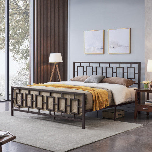 Henry Metal Bed Frame With Vintage Headboard,king Size,copper King Bed 