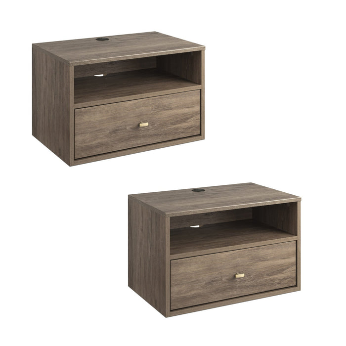 Floating Shelf with Drawer – Drifted Grey