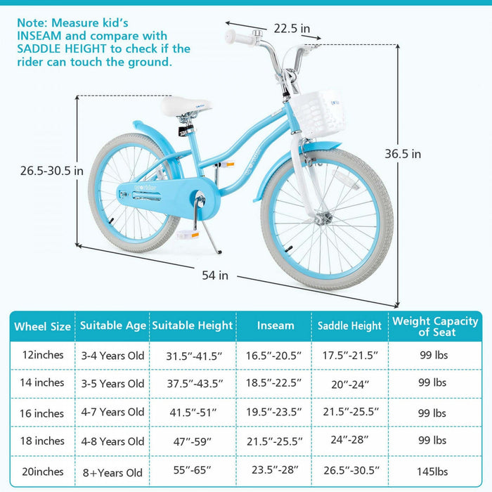 Prorider 20" Kids Bike With Height Adjustable Handlebar & Seat Hand Brake & Coaster Brake Blue