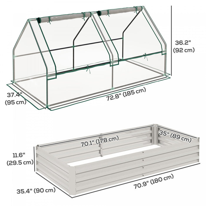Outsunny 6' X 3' Raised Garden Bed With Small Greenhouse, Clear And Silver