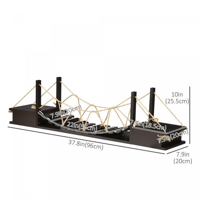 Pawhut Wall-mounted Cat Shelf，37.8\" Long Bridge-shaped Cat Wall Furniture Cat Tree, Kitten Activity 