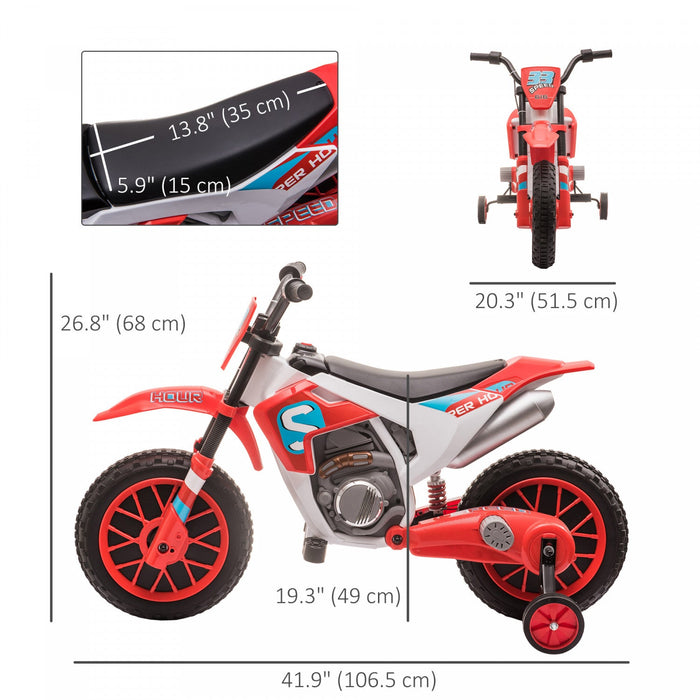 Aosom Kids Dirt Bike Battery Powered Ride-On Electric Motorcycle With Charging 12v Battery, Training