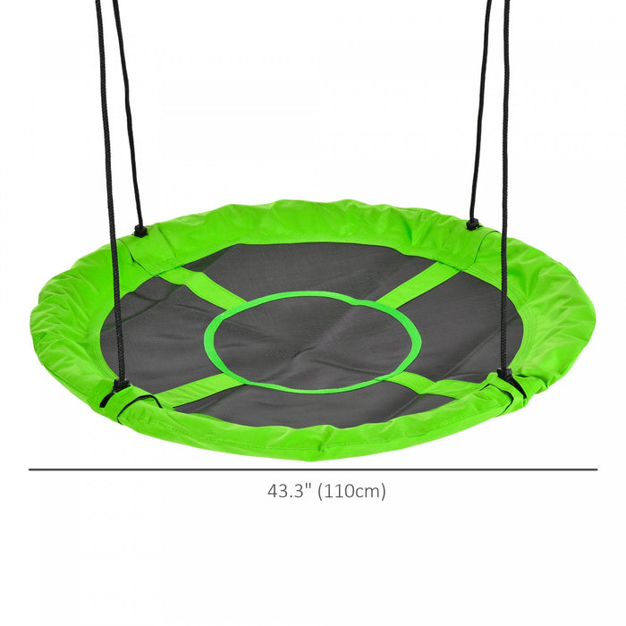 Outsunny 43.25" Saucer Swing Giant Hanging Tree Swing, Nest Web Rope Seat, Adjustable Hanging Ropes for Indoor Outdoor Children 3-12 Years Old, Green