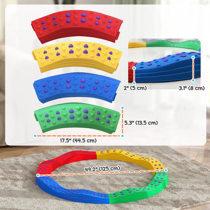 Qaba Kids Balance Beam, 8pcs Balance Stepping Stones For Kids With Non-slip Foot Pads, Indoor Outdoo