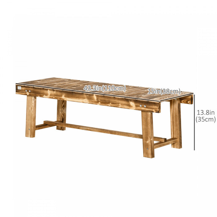 Outsunny 43.25" Outdoor Wood Garden Bench Double Seat Carbonized