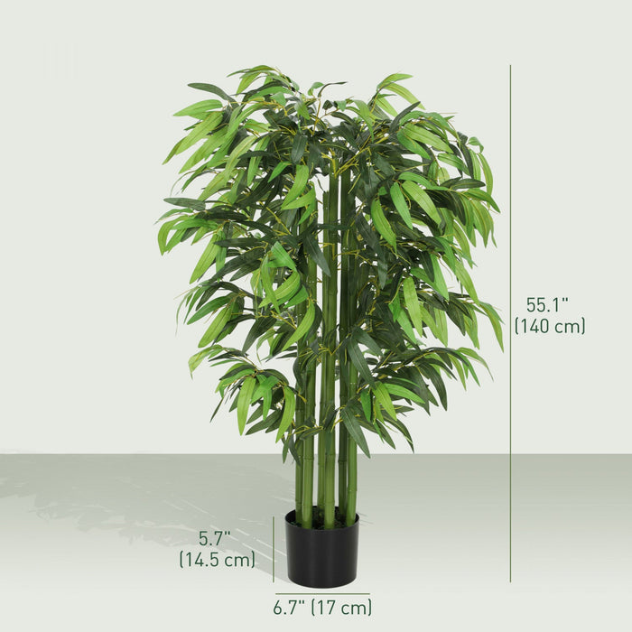 HOMCOM 4.6FT Artificial Bamboo Tree, Fake Plant Set of 2 for Home Decor