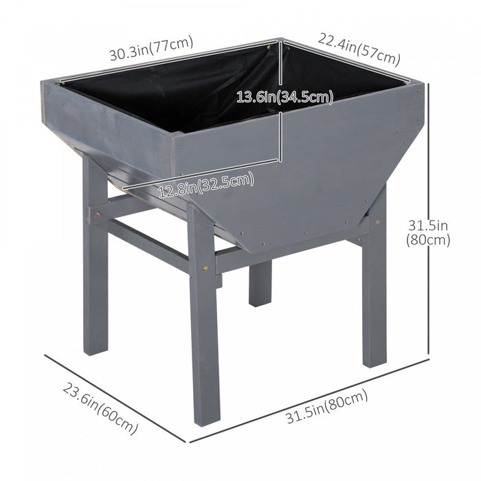Outsunny Elevated Planter Box With Legs Wood Raised Garden Bed With Non-woven Fabric, Elevated Plant