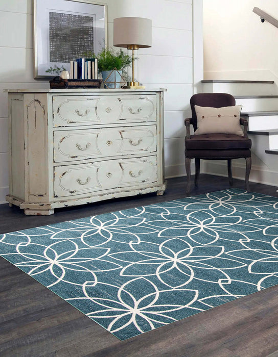Terali Turquoise Machine Washable Area Rug - 3'0\" x 5'0\"