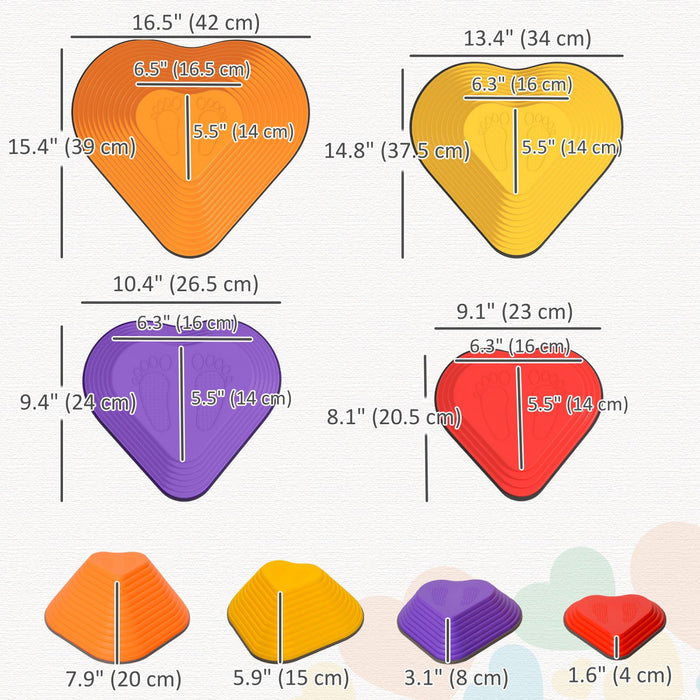 Qaba Stepping Stones Kids, 9pcs Obstacle Course For Kids, Non-slip Heart-shaped Balance Stepping Sto