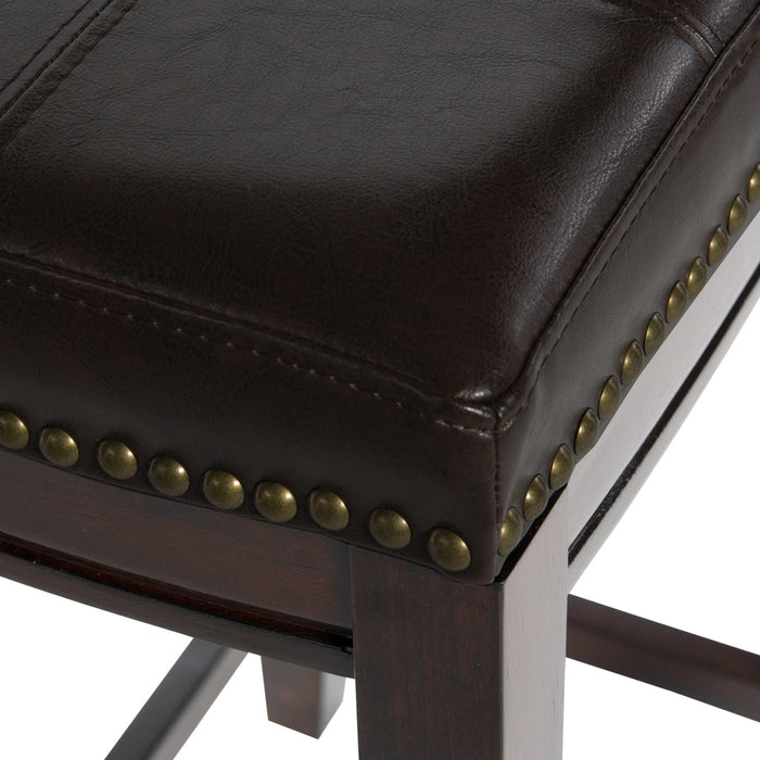 Claridge Faux Leather Brown Backless Counter-Height Stool - Set of 2