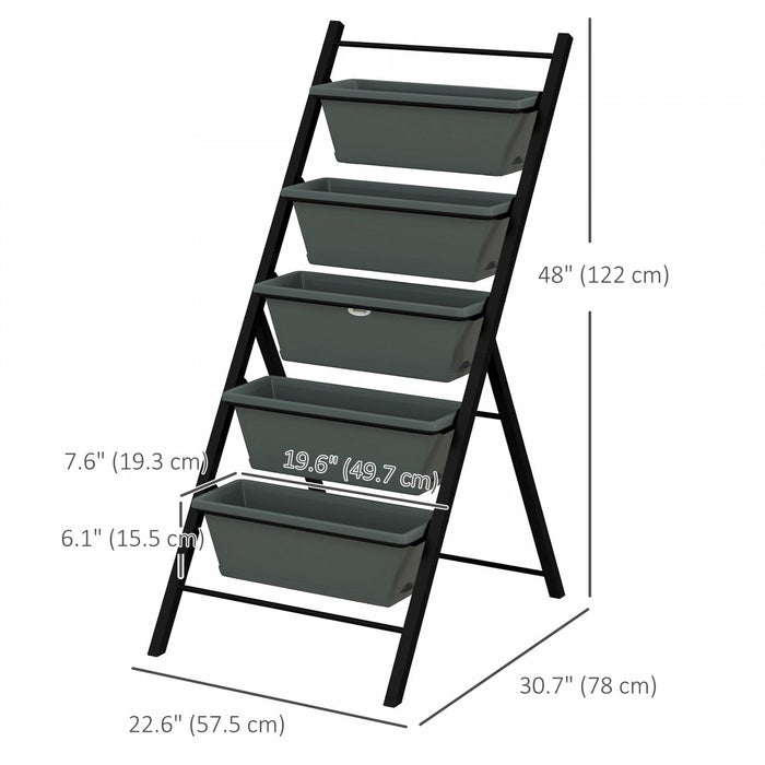 Outsunny 5-tier Vertical Raised Garden Bed With 5 Planter Boxes, Grey