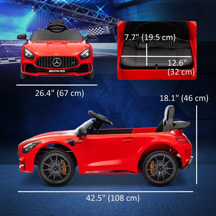 Qaba Electric Car For Kids, Mercedes-benz Amg Gtr Licensed Powered Ride-On Car With Remote Control, 