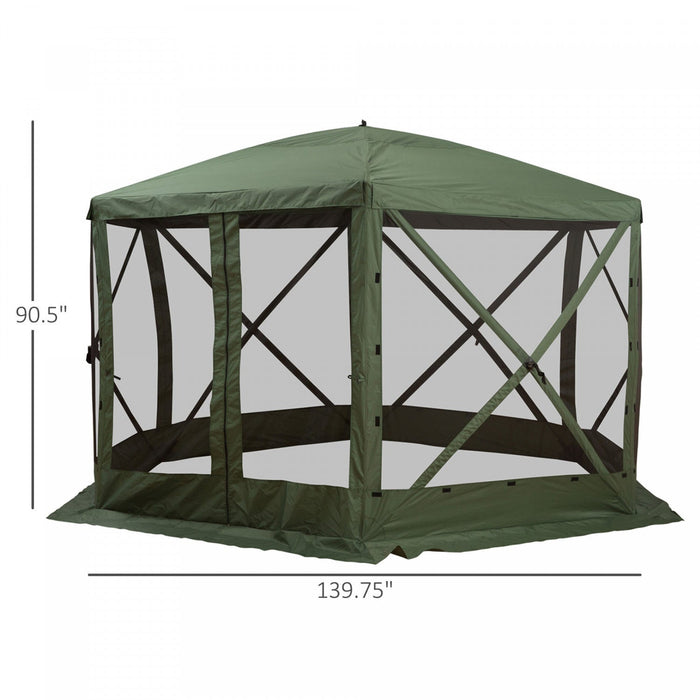 Outsunny 12' X 12' Hexagon Automatic Pop Up Screen Tents Camping Shelter Picnic Canopy Outdoor Sun S