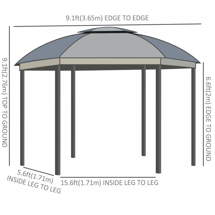 Outsunny 12' X 12' Round Outdoor Gazebo, Patio Double Soft Top Gazebo Canopy Shelter With Zipper Net