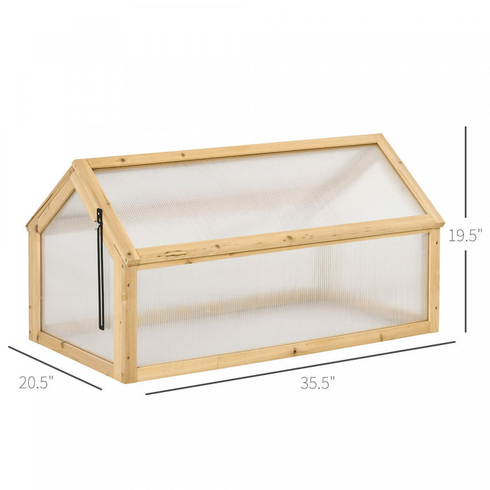 Outsunny Wooden Cold Frame Greenhouse Garden Portable Raised Planter With Openable Top For Indoor, O