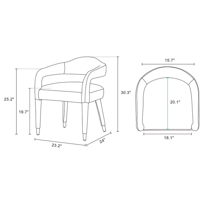 Aspen Mid-Century Modern Upholstered Tweed Armchair in Silver Lining - Set of 2 