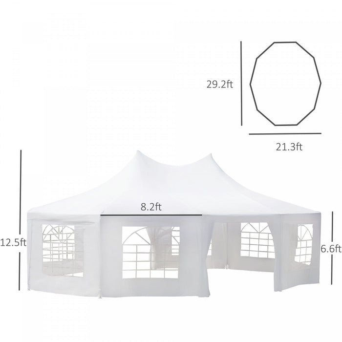 Outsunny 29.2ft High Peak Decagon Event Party Tent, Large Outdoor Canopy Tent Shelter With 10 Remova