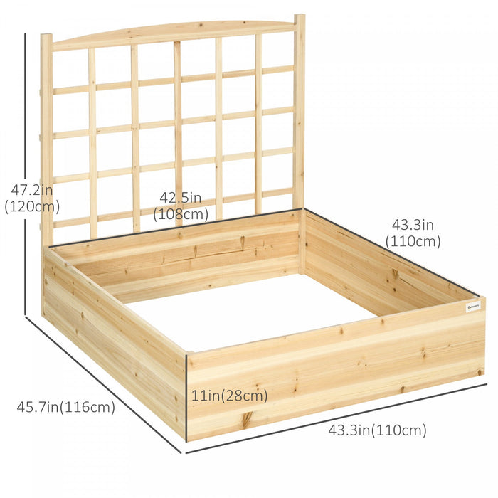 Outsunny Large Raised Garden Bed With Trellis For Climbing Plants, 47 Inch Wooden Box Planters For O