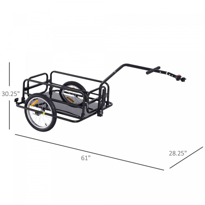 Aosom Folding Bicycle Cargo Trailer Utility Bike Cart Garden Luggage Travel Carrier Patio Tool With 