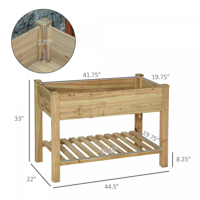 Outsunny 45\" X 22\" X 33\" Elevated Planter Box With Legs And Storage Shelf, Raised Garden Bed, Elevat