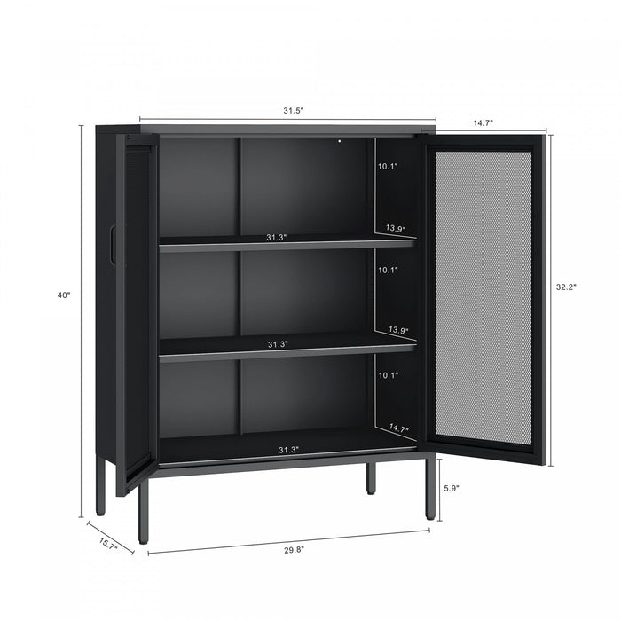 Amelia Modern 32\" Metal Accent Cabinet in Black 