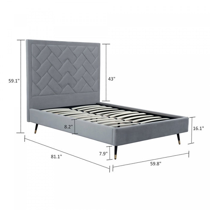 Crosby Modern Upholstered Velvet Full Bed in Gray 