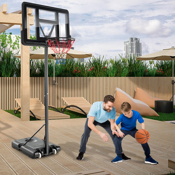 Costway 4.25-10ft Portable Adjustable Basketball Hoop System With 44" Backboard 2 Nets