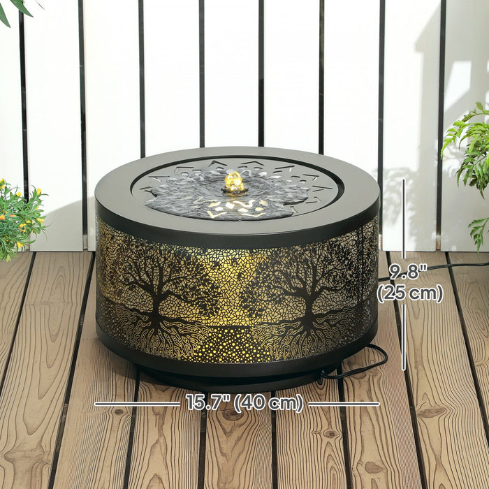 Outsunny Outdoor Water Fountain With Led Lights Garden Waterfall Fountain