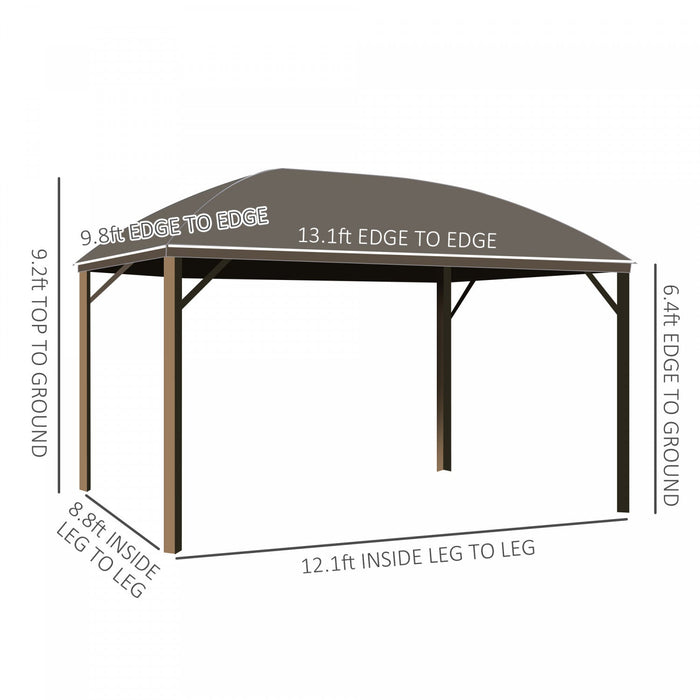Outsunny 10' X 13' Hardtop Gazebo Canopy With Galvanized Steel Roof, Aluminum Permanent Pavilion Out