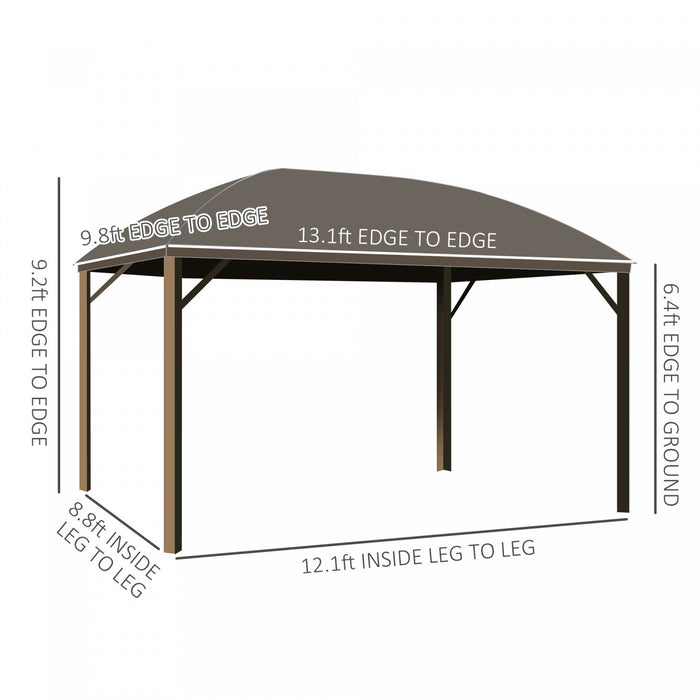 Outsunny 10' X 13' Hardtop Gazebo Canopy With Galvanized Steel Roof, Aluminum Permanent Pavilion Out